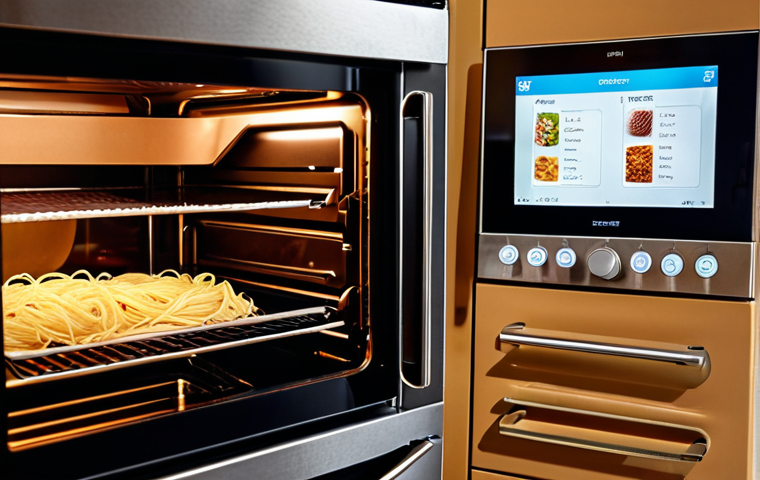 **

> Modern Italian kitchen with smart oven displaying internal temperature, touch-screen refrigerator showing grocery list, and a multi-functional food processor preparing pasta. Warm, inviting lighting.

**