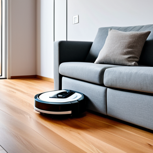 Home 18 Smart Home Cleaning**
"A modern Italian apartment showcasing a robot vacuum cleaner efficiently cleaning a hardwood floor, fully clothed, safe for work, appropriate content, professional, modest, featuring a woman comfortably reading a book on a sofa in the background, soft natural lighting, realistic rendering, perfect anatomy, correct proportions, well-formed hands, proper finger count, natural body proportions, family-friendly, professional photography, high quality."
**